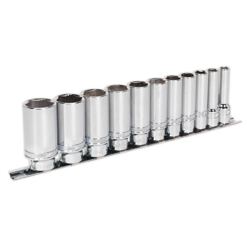 Sealey Socket Set 11pc 3/8" Drive Deep Lock-On 6pt Imperial (Premier)